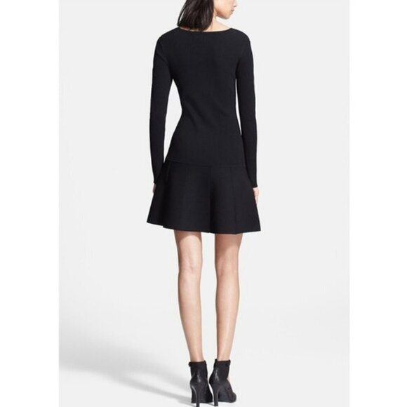 Rag & Bone Isla Black Knit Long Sleeve Fit & Flare Scoop Neck Mini Dress Medium - Picture 4 of 16